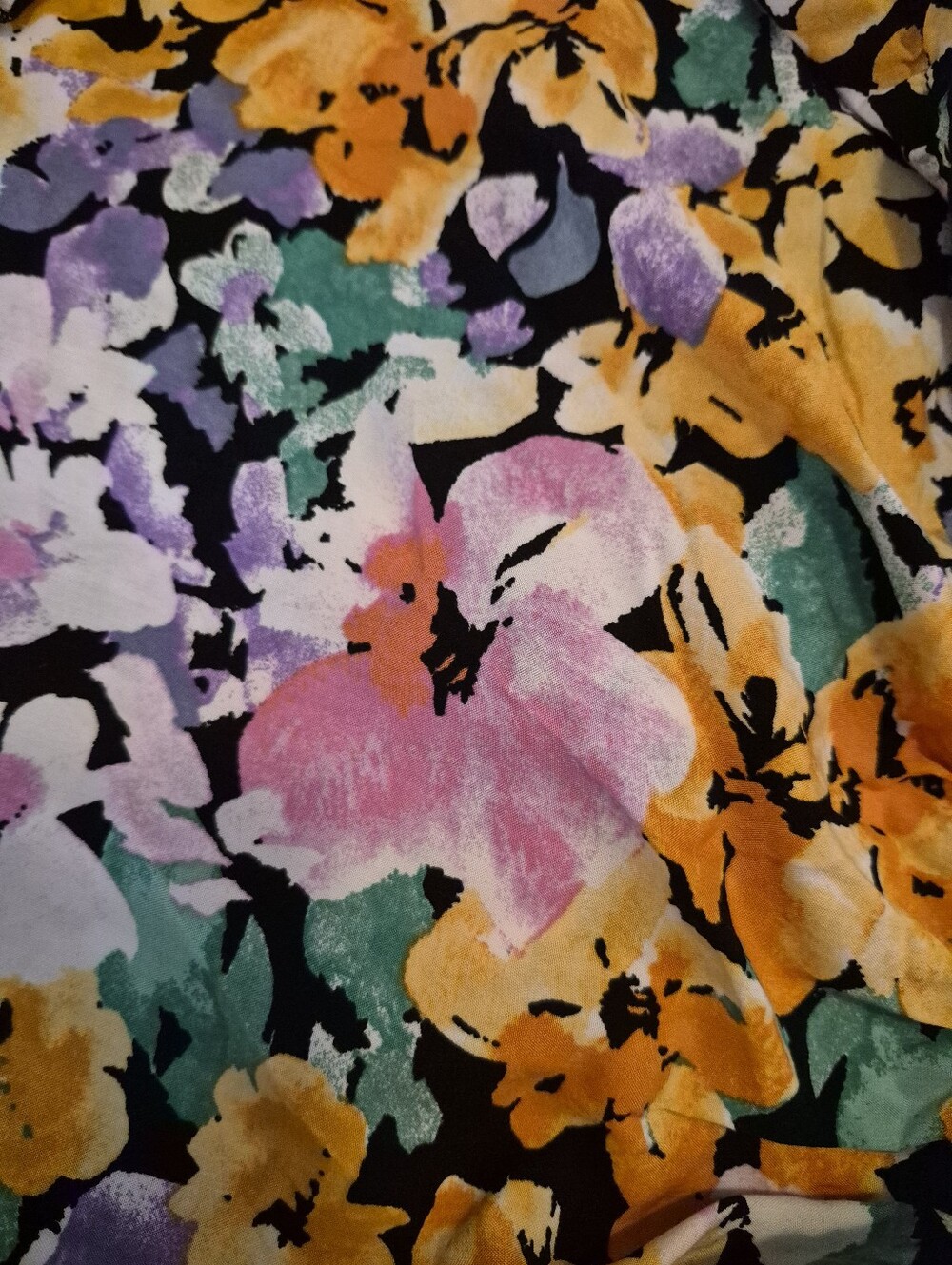 Size 3x Vibrant Floral Tiered Dress - Yellow, Purple, Pink, Green - Picture 4 of 4